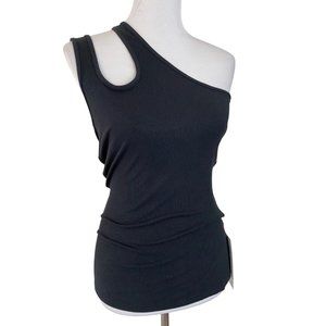 Lululemon LA Double Strap Shoulder Tank Top Black Asymmetrical Hip Length Size 8